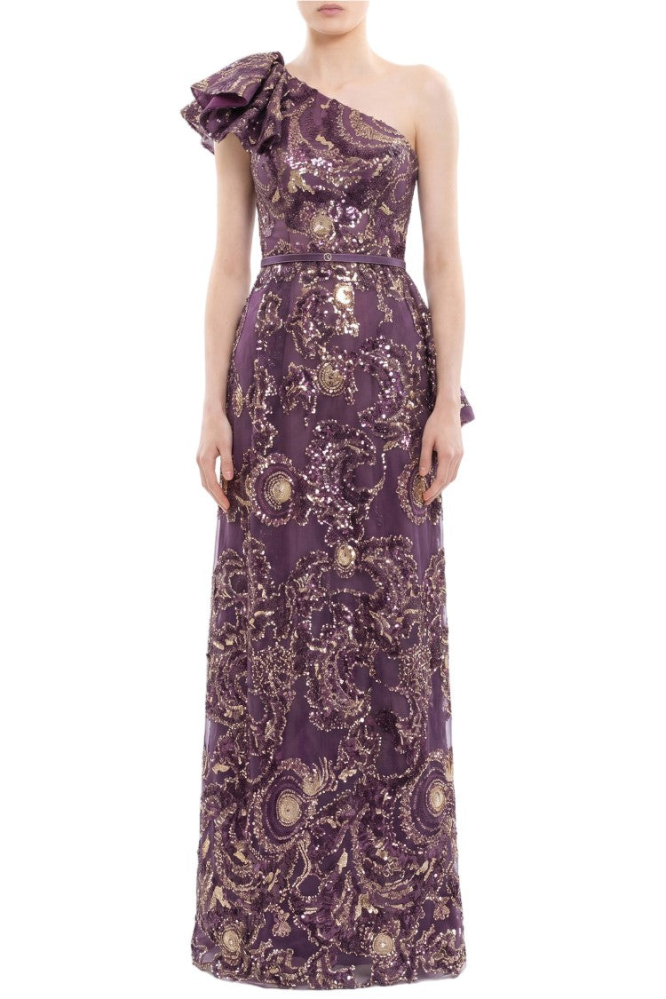 Saiid Kobeisy Ruffle Embroidered Long Dress