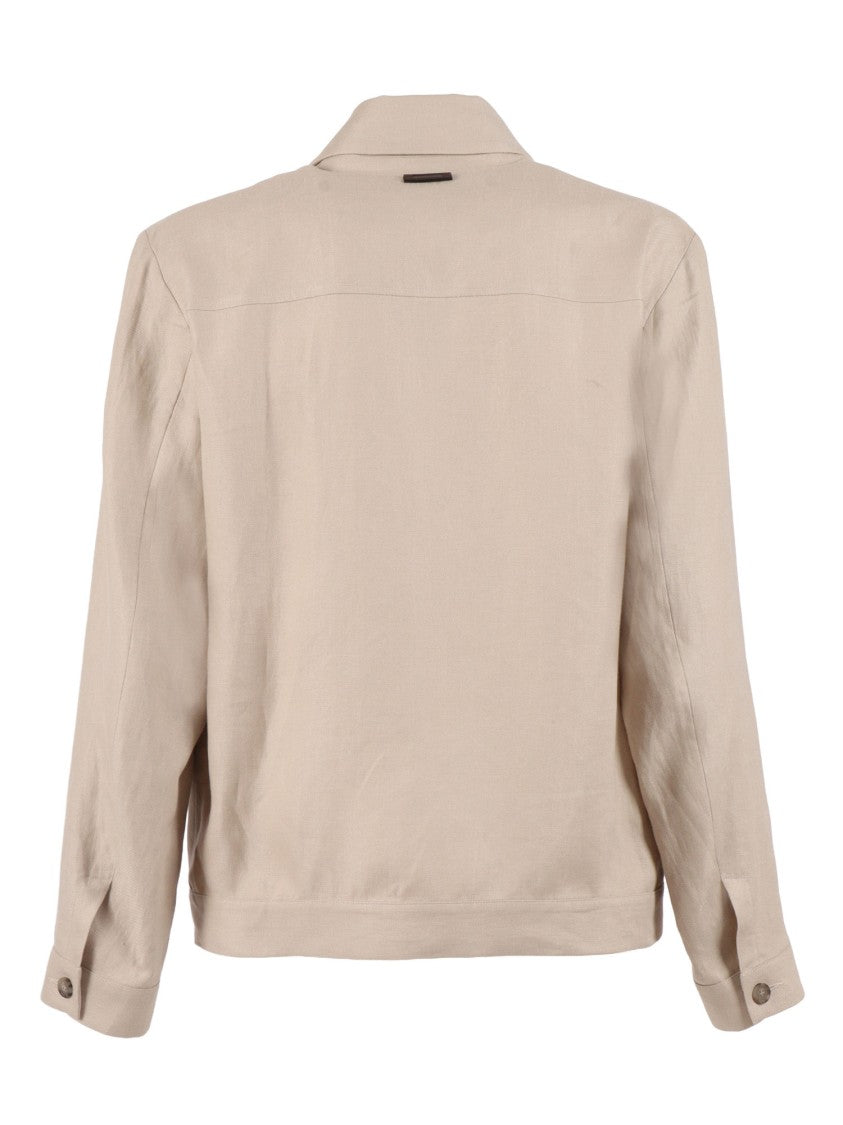 Peserico Boxy Linen Button Down Jacket