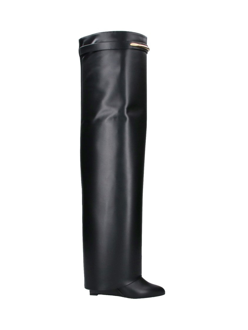 Givenchy Shark Pinch Knee-High Leather Wedge Boots