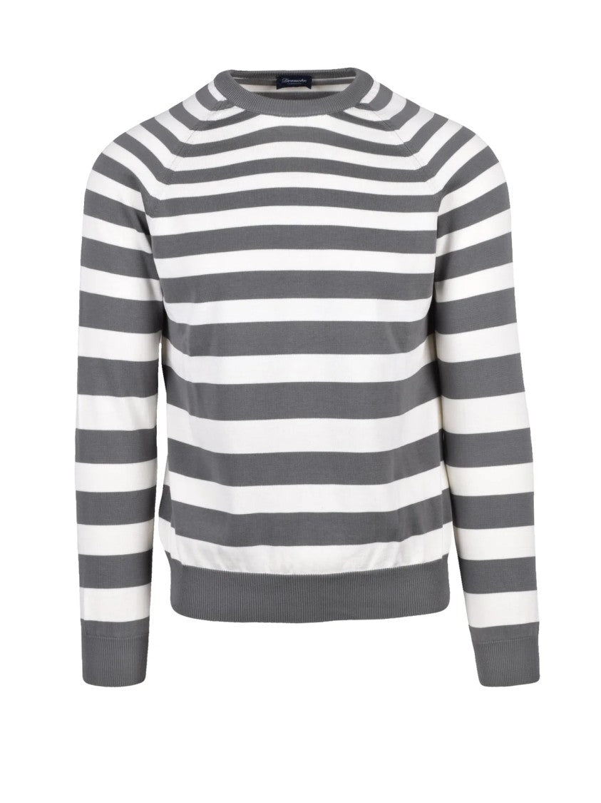 Drumohr Raglan Crewneck - White/Grey
