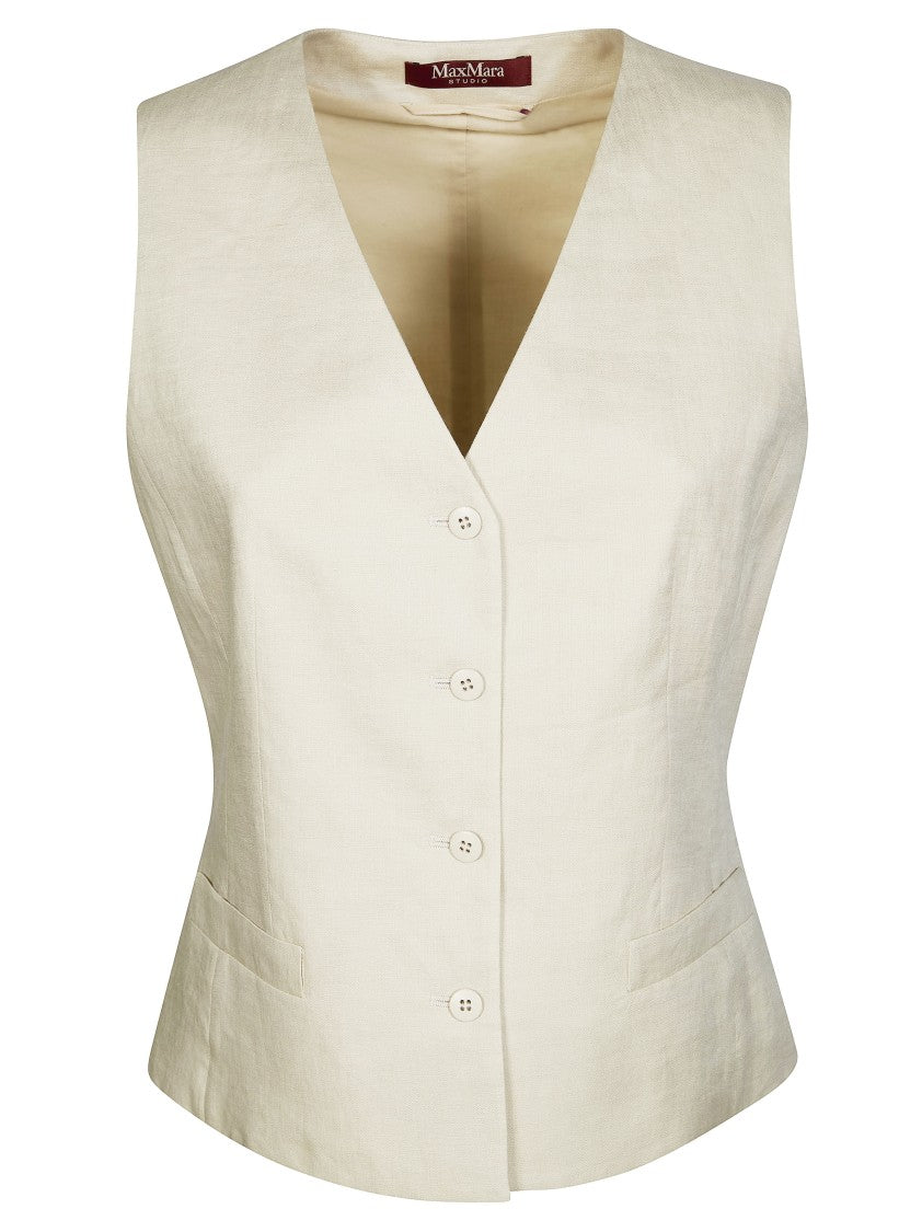 Max Mara Mstcarnet Tailored Deep V-Neck Vest