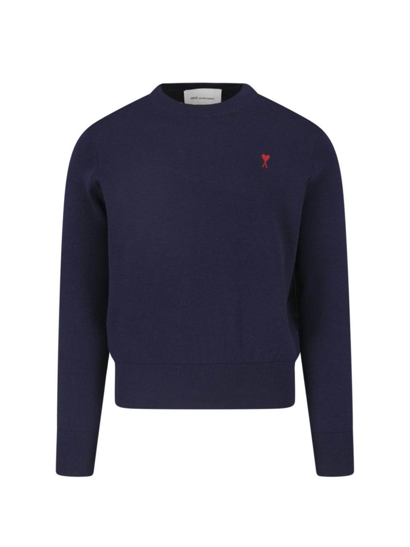 Ami Paris Blue Ami De Cœur Wool Sweater