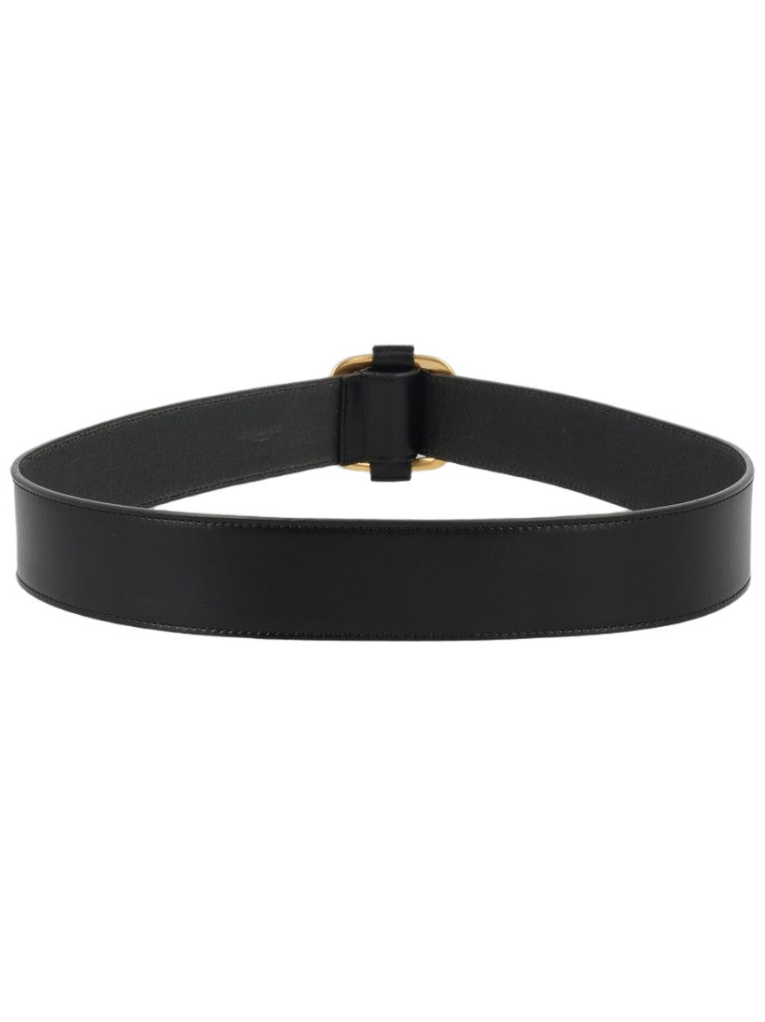 Saint Laurent Black Wide Leather Belt