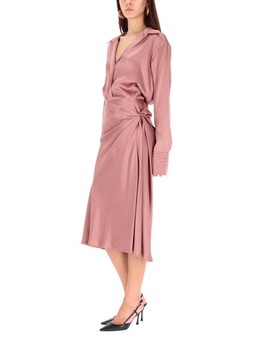 Dries Van Noten Celinta Silky Deep V-Neck Relaxed Shirt