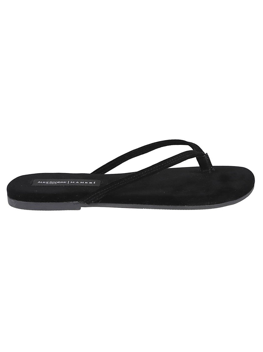 Manebi Minimalist Black Thong Sandals