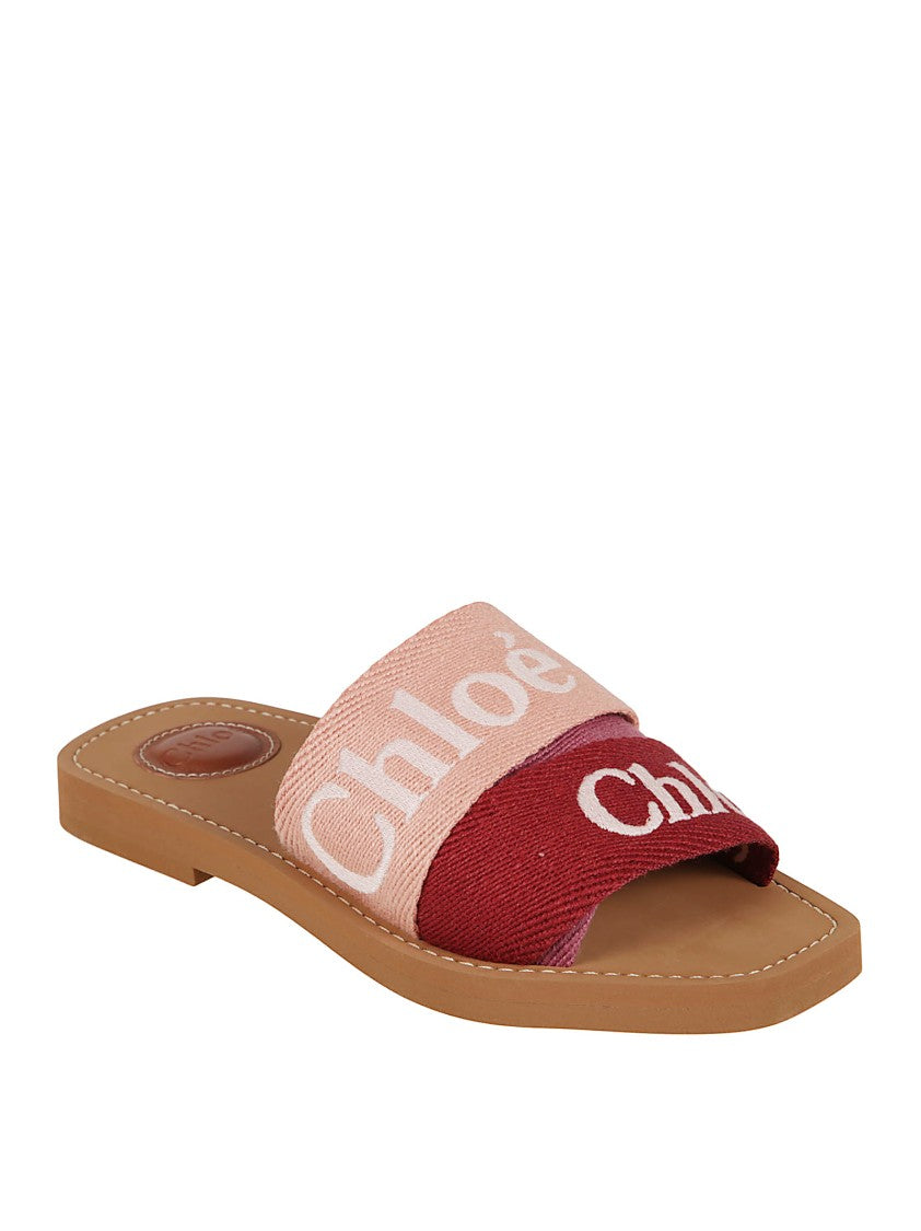 Chloé Woody Sandals With Embroidered Logo