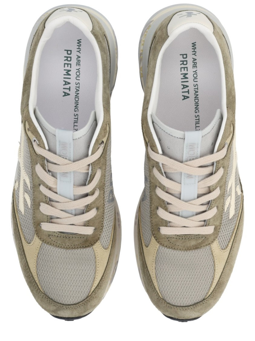 Premiata Beige Moerun Suede Mesh Sneakers