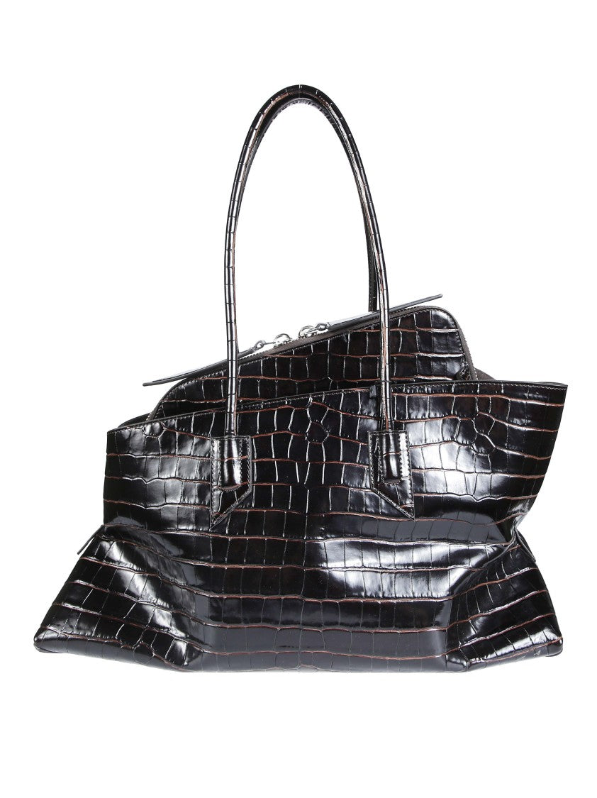 The Attico La Passeggiata Medium Crocodile-Embossed Leather Shoulder Bag