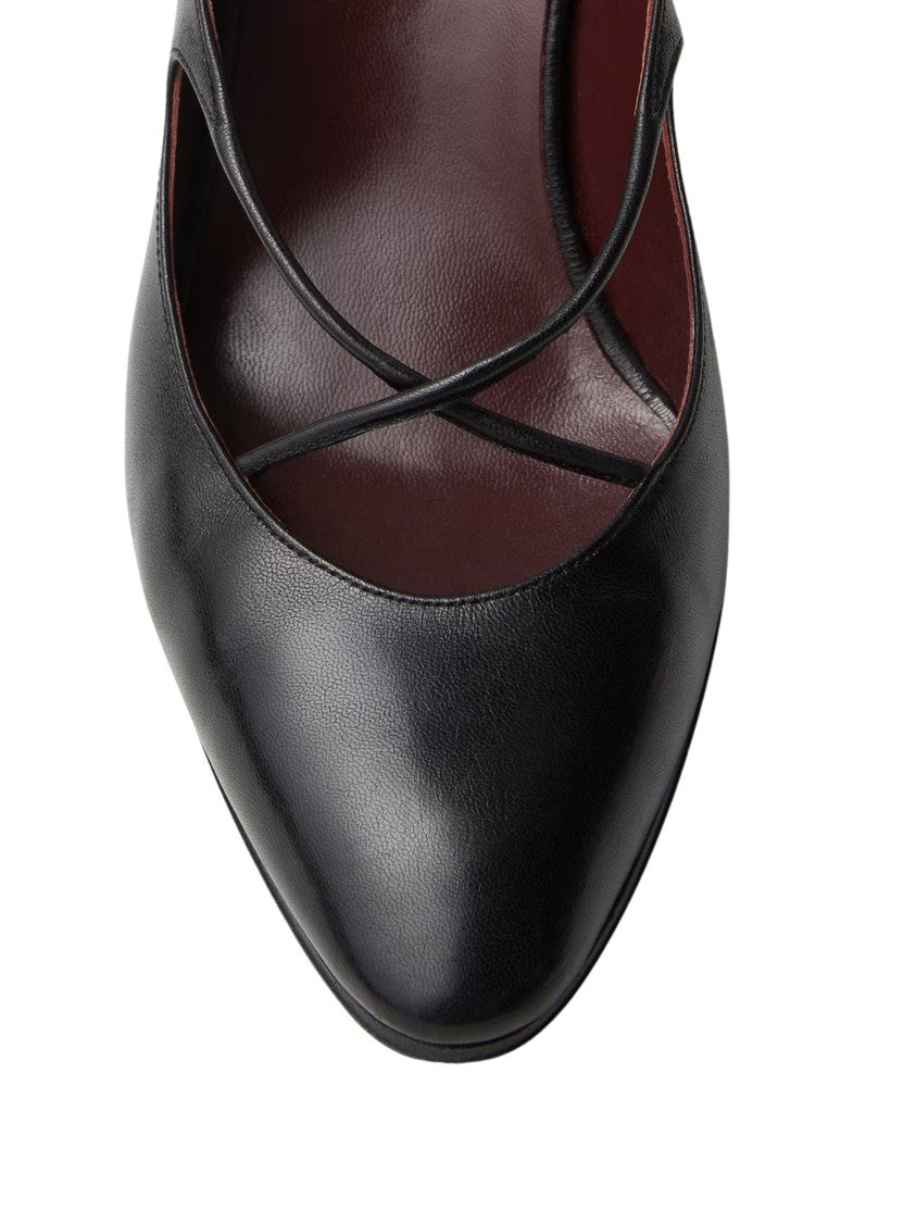 Versace Black Gold Detail Leather Pumps
