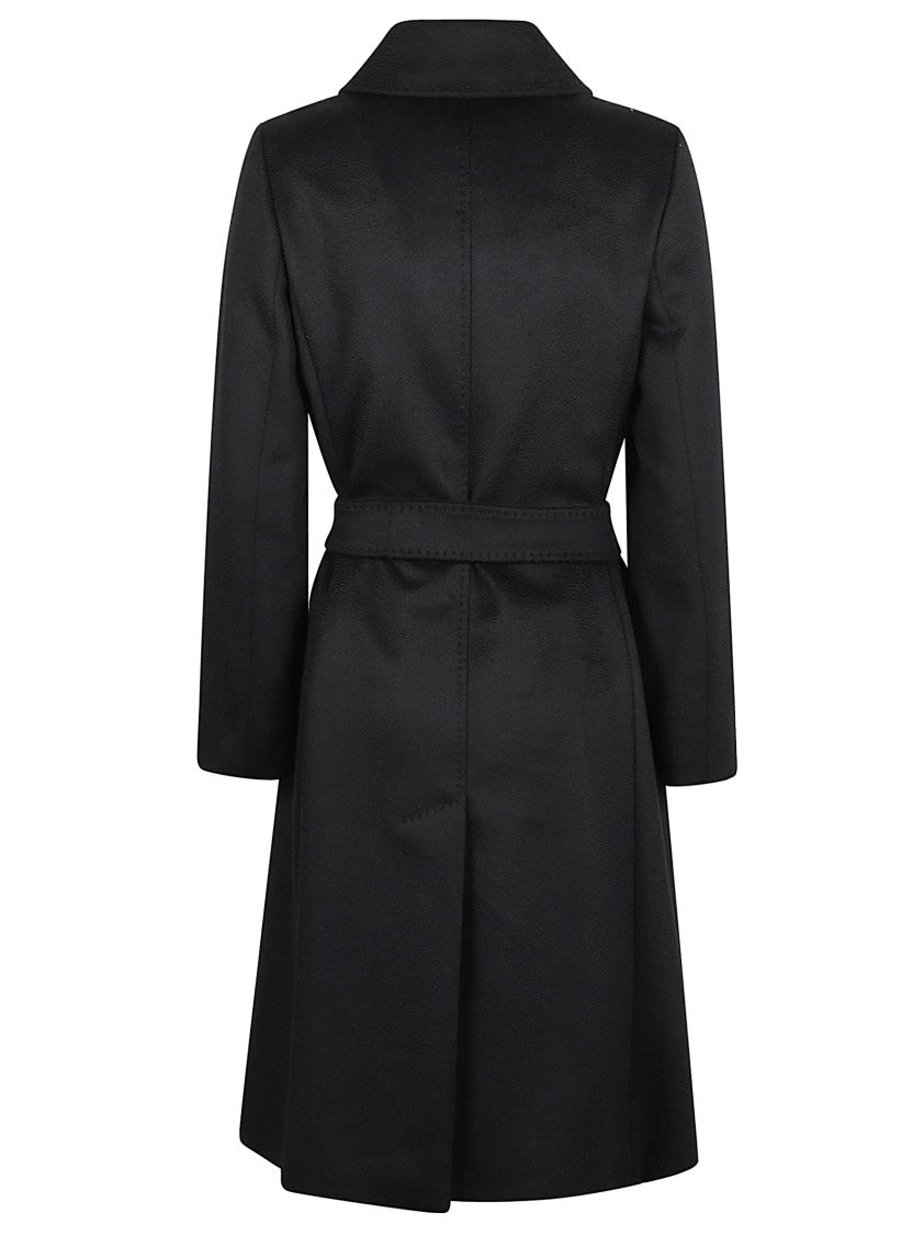 Max Mara Knee-Length Black Wool Coat With Classic Collar