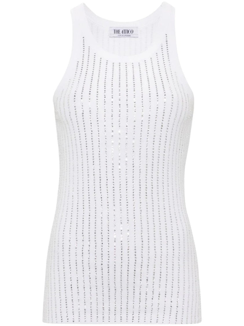 The Attico Rhinestone-Embellished Cotton Tank Top