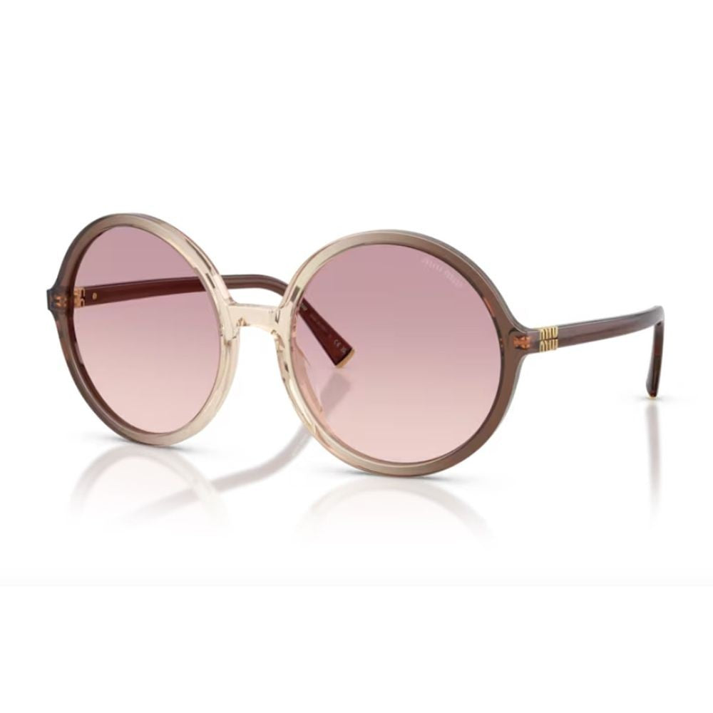 Miu Miu 0Mu B02s Miu Regard Oversized Round Gradient Brown Acetate Sunglasses