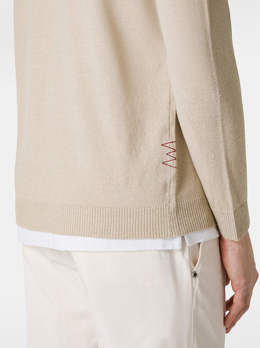 Amaranto Beige V-Neck Cardigan