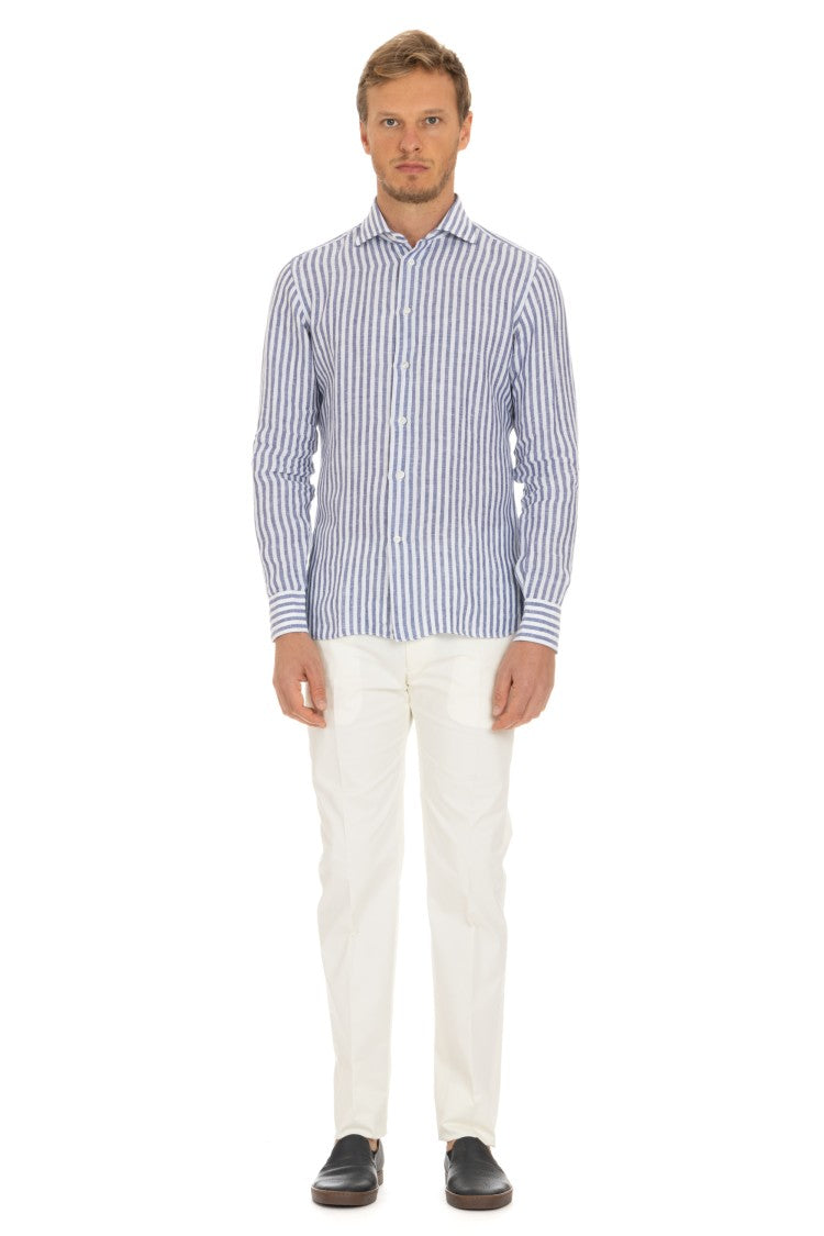 Borriello Pure Linen Striped Tailored Shirt