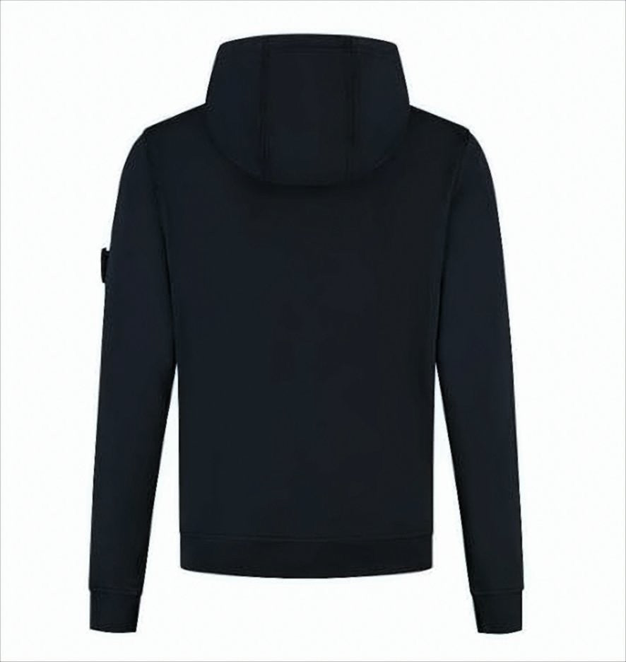 Stone Island Black Hoodie With Drawstring And Signature Patch