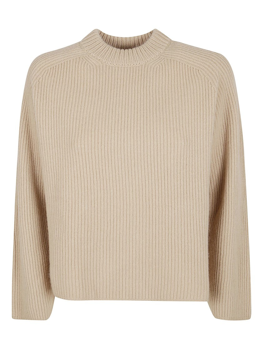 Forte Forte Boxy Ribbed Knit Sweater With High Round Neckline