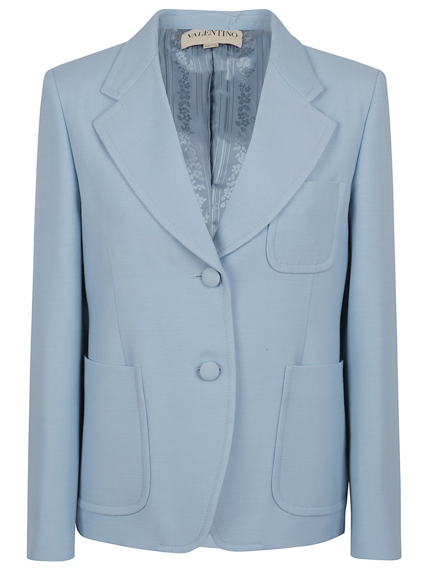 Valentino Garavani Structured Light Blue Crepe Couture Blazer