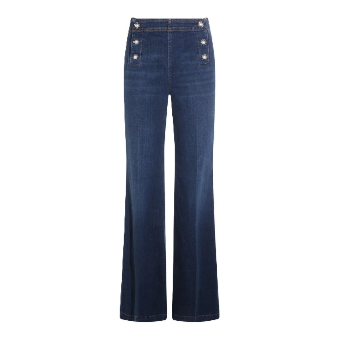 Twin-Set High-Waisted Wide-Leg Jeans With Nautical Button Detail
