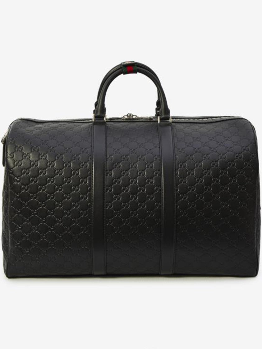 Gucci Black Arabella Structured Embossed Leather Duffle