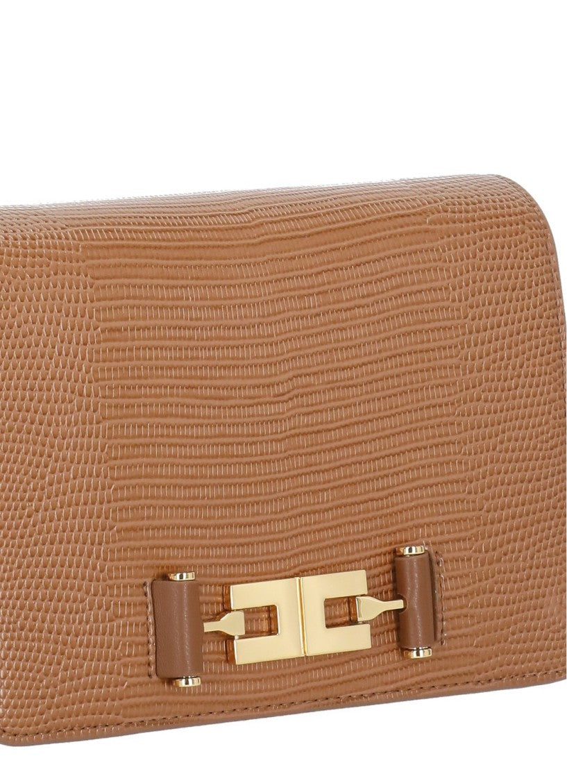 Elisabetta Franchi Rectangular Shoulder Bag With Lizard Effect