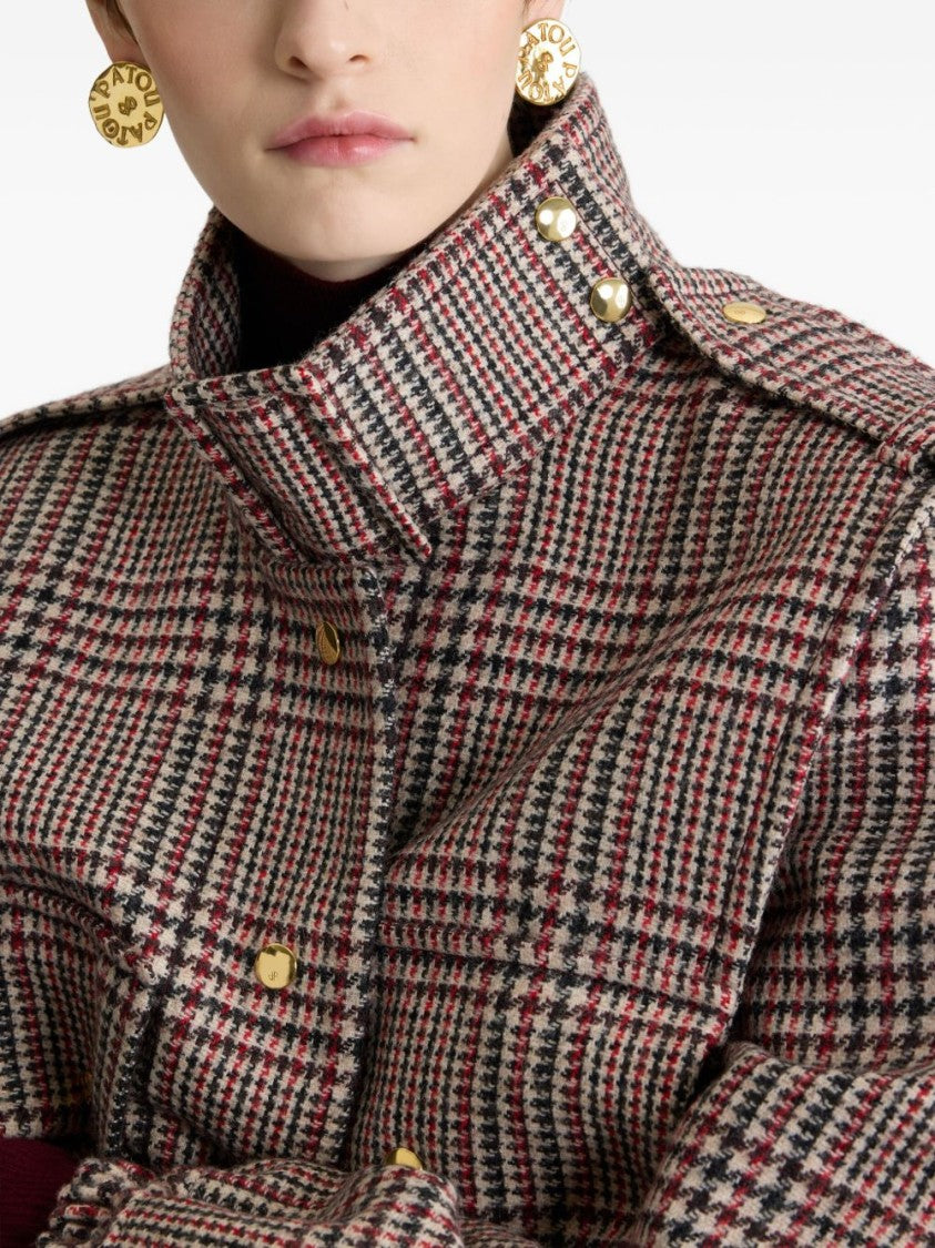 Patou Cropped Tailored Checkered Gray Jacket