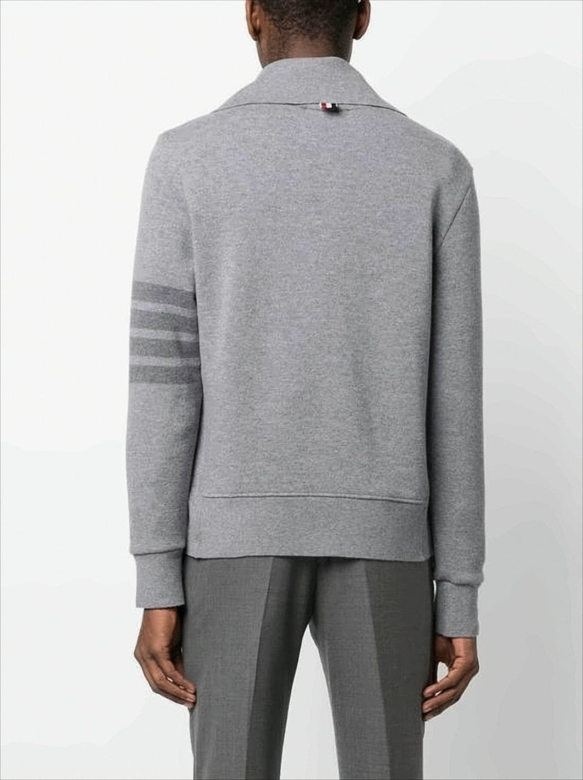 Thom Browne Medium Grey Wool Polo Shirt With Classic Collar And Minimalist Details