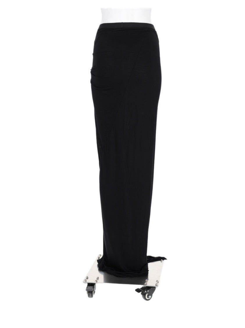 Rick Owens X Lilies Black Draped Asymmetrical Viscose Maxi Skirt