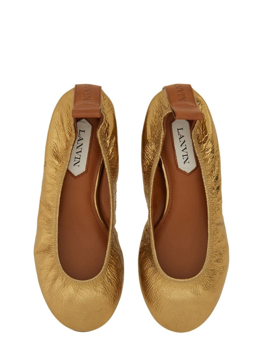 Lanvin Gold Leather Ballerina Flats