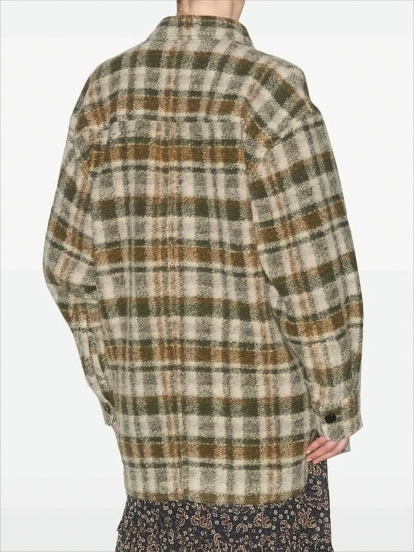 Isabel Marant Relaxed Boxy Plaid Coat With Classic Collar