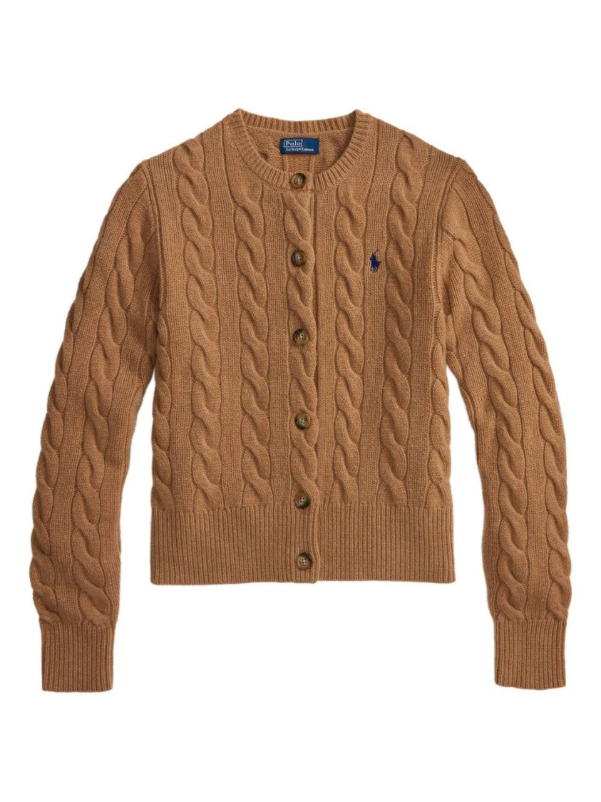Polo Ralph Lauren Cropped Cable Knit Sweater With Button-Down Front