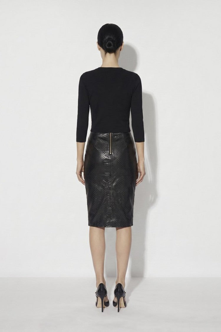 Elisabetta Franchi Black Cropped V-Neck Viscose-Blend Cardigan