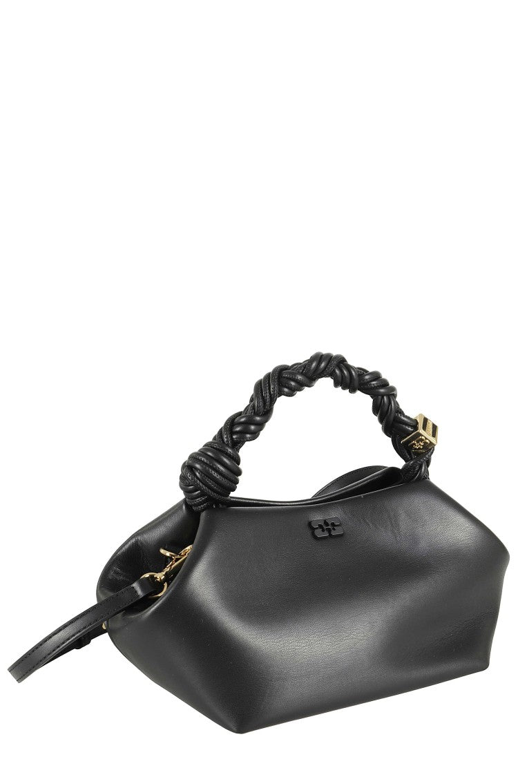 Ganni Black Bou Small Hexagonal Braided Strap Recycled Leather Tote Bag