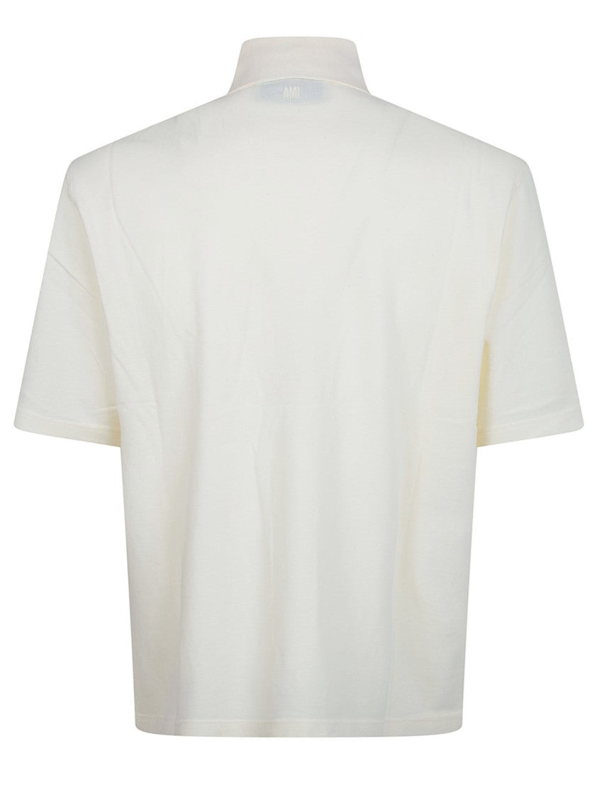 Ami Paris Organic Cotton Piqué Polo With Embroidered Logo