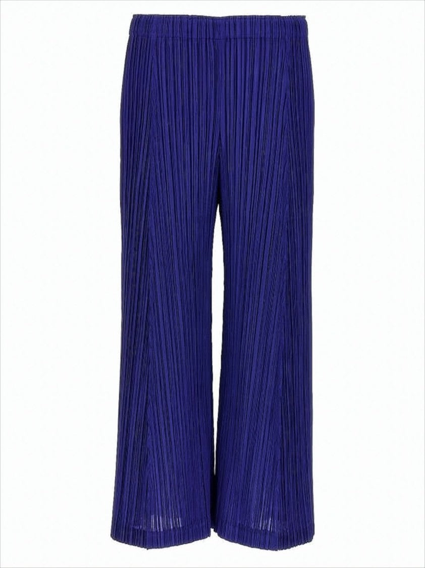Pleats Please Pleated Wide-Leg Cropped Pants With Elastic Waistband