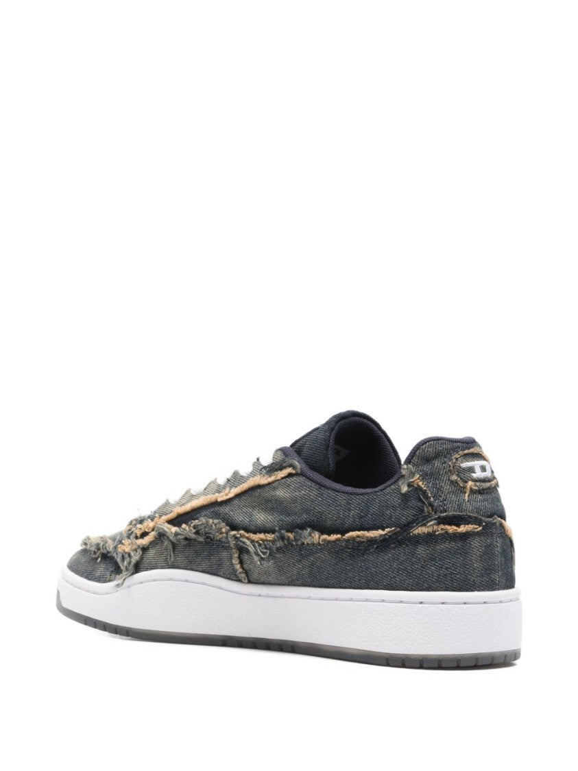 Diesel Distressed Denim Sneakers With Frayed Edges And Translucent Outsole
