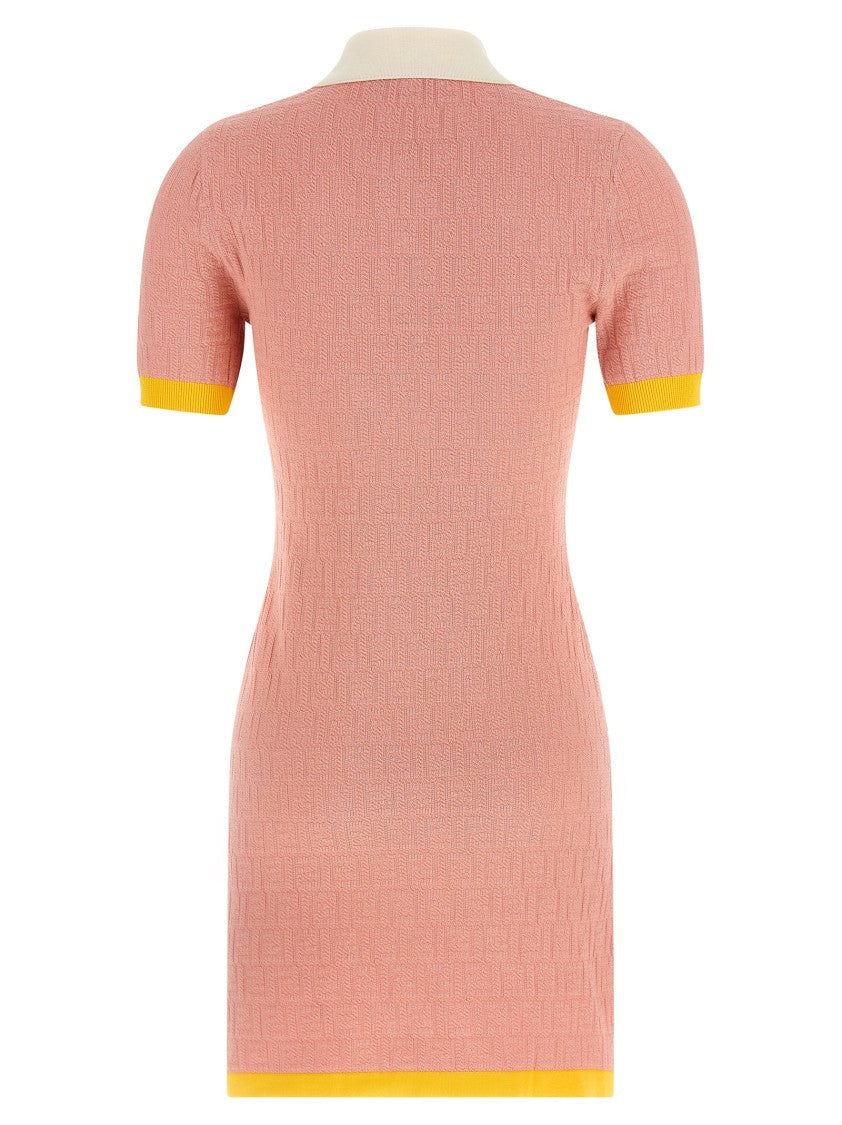 Fendi Ff Jacquard Color-Block Stretch Cotton-Silk Minidress