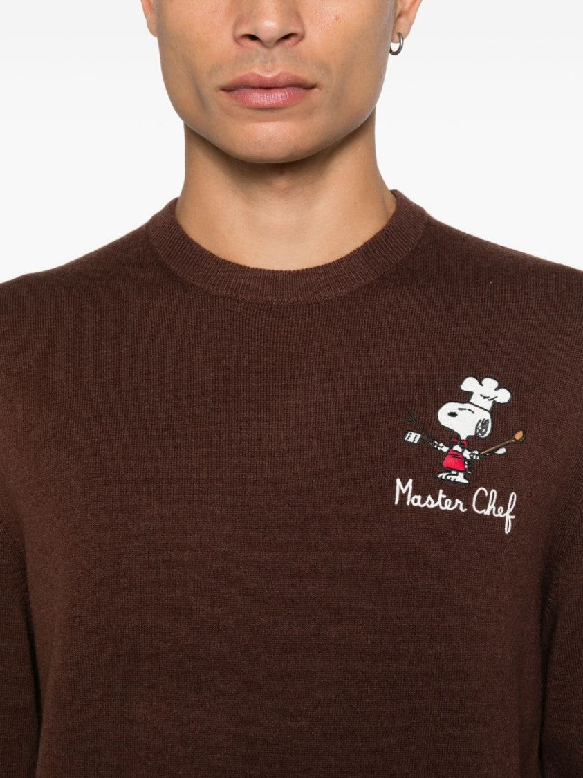 Mc2 Saint Barth Brown Wool Sweater With Playful Chef Graphic