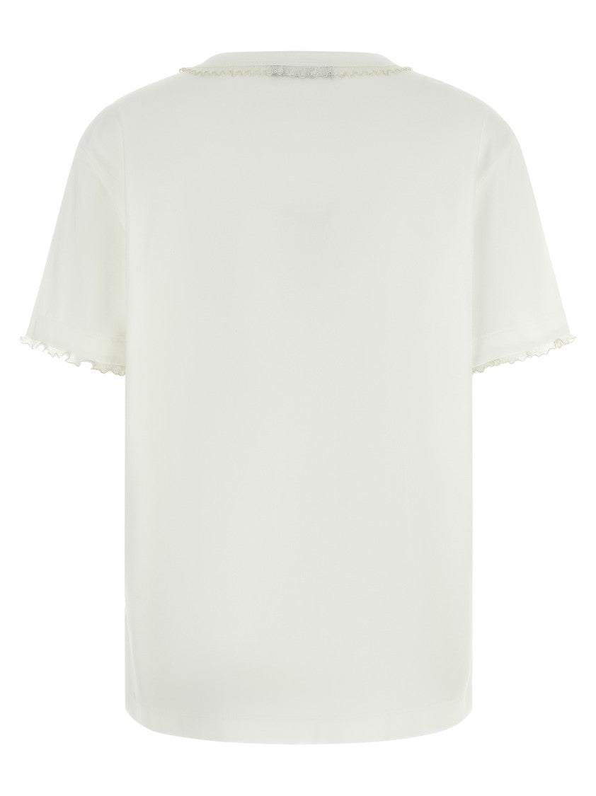 Fabiana Filippi Embellished Cotton Jersey T-Shirt With Beaded Embroidery
