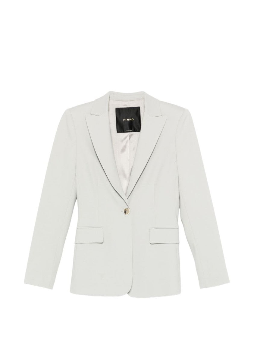 Pinko Tailored Grey Blazer With Notched Lapels And Flap Pockets