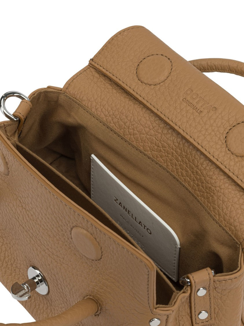 Zanellato Compact Brown Grained Leather Handbag