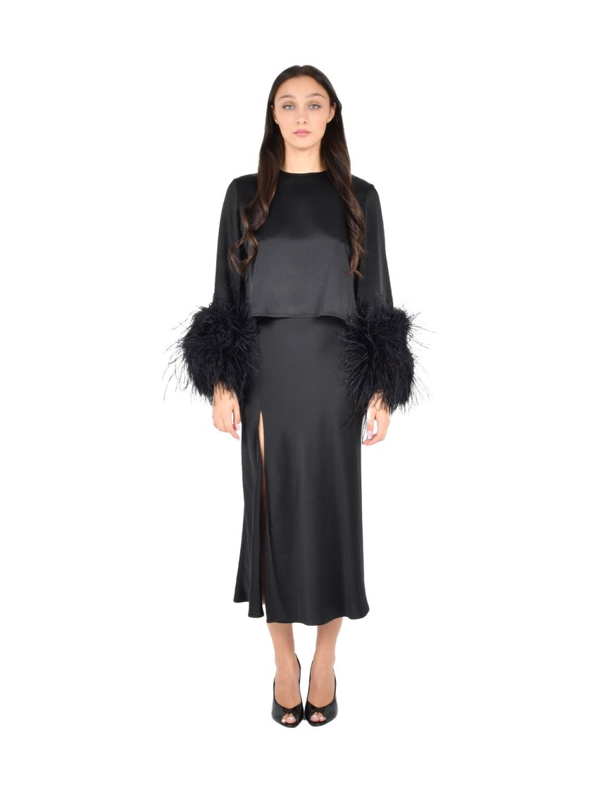 Lapointe Cropped Black Satin Top