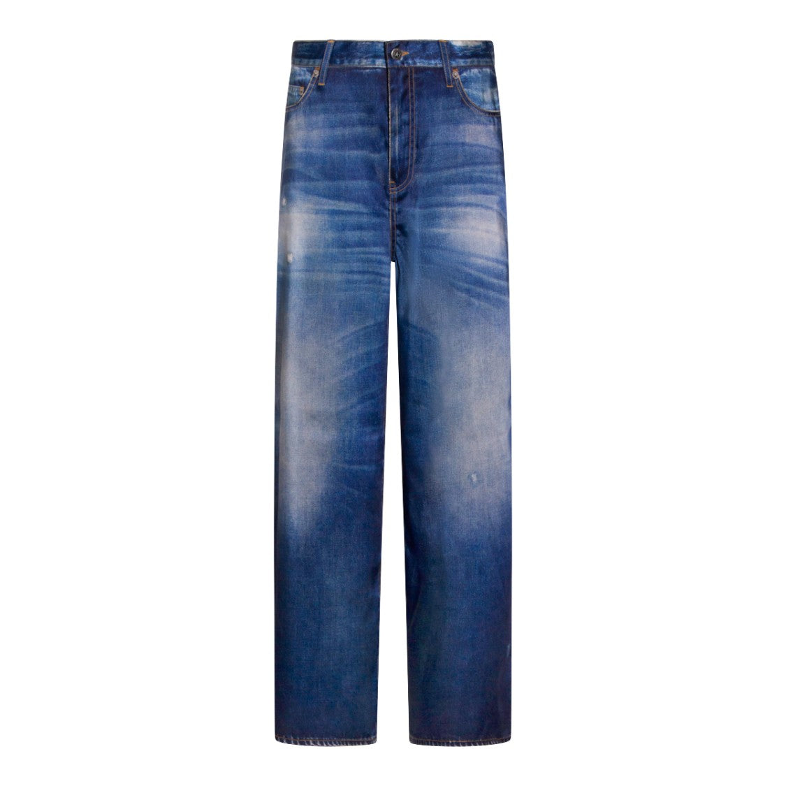 Golden Goose Mid-Rise Wide-Leg Jeans With Vintage Denim Print