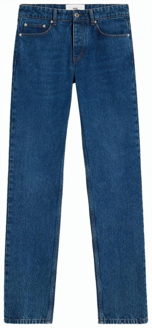 Ami Paris Classic Straight-Leg Denim Pants With Five-Pocket Design