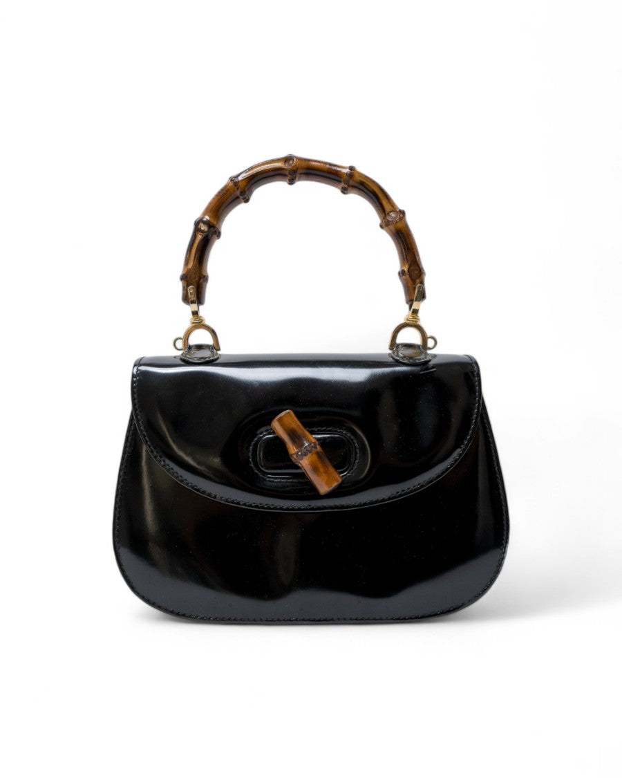 Gucci Bamboo 1947 Black Patent Leather Bag