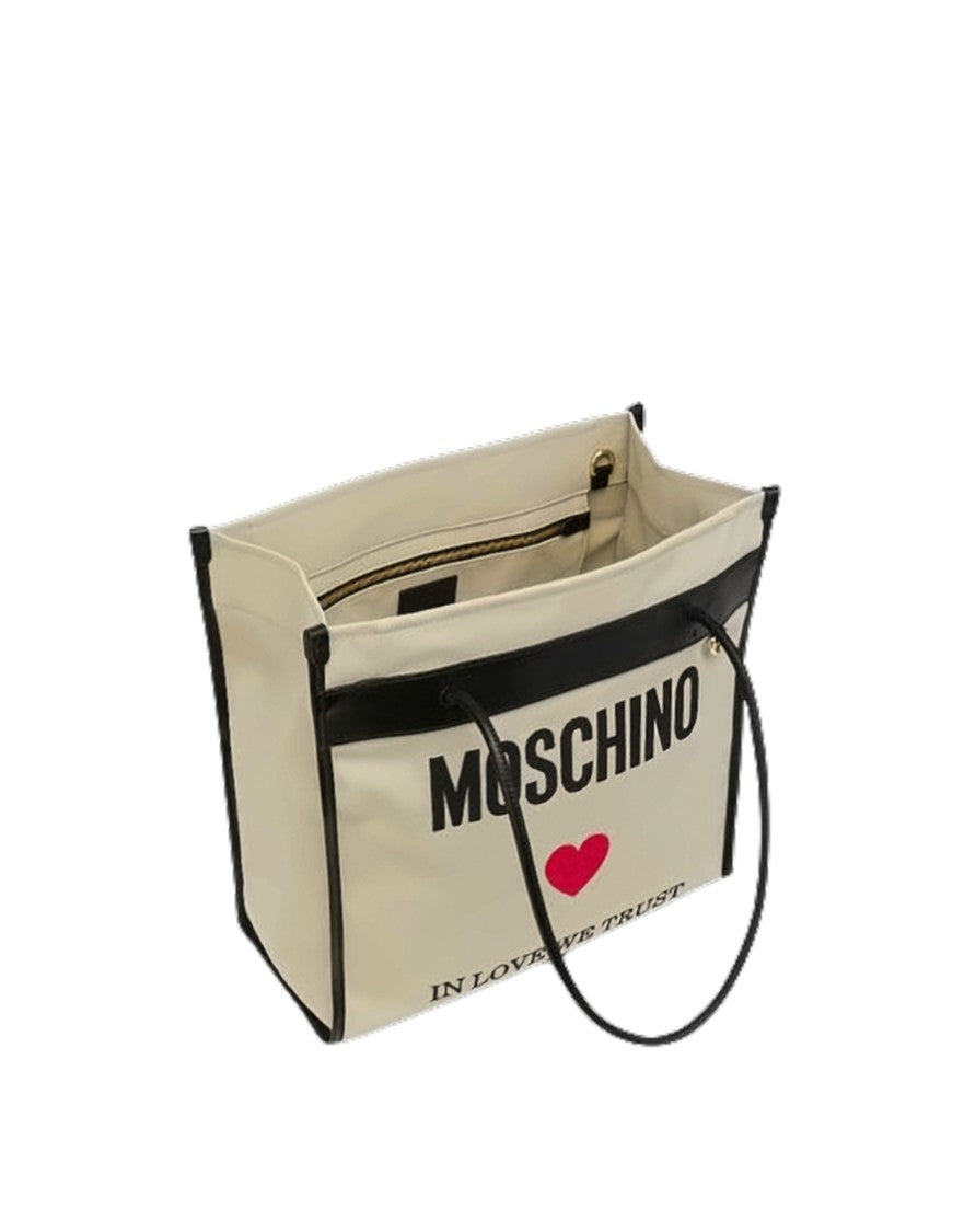 Moschino Beige Fabric Shopping Bag
