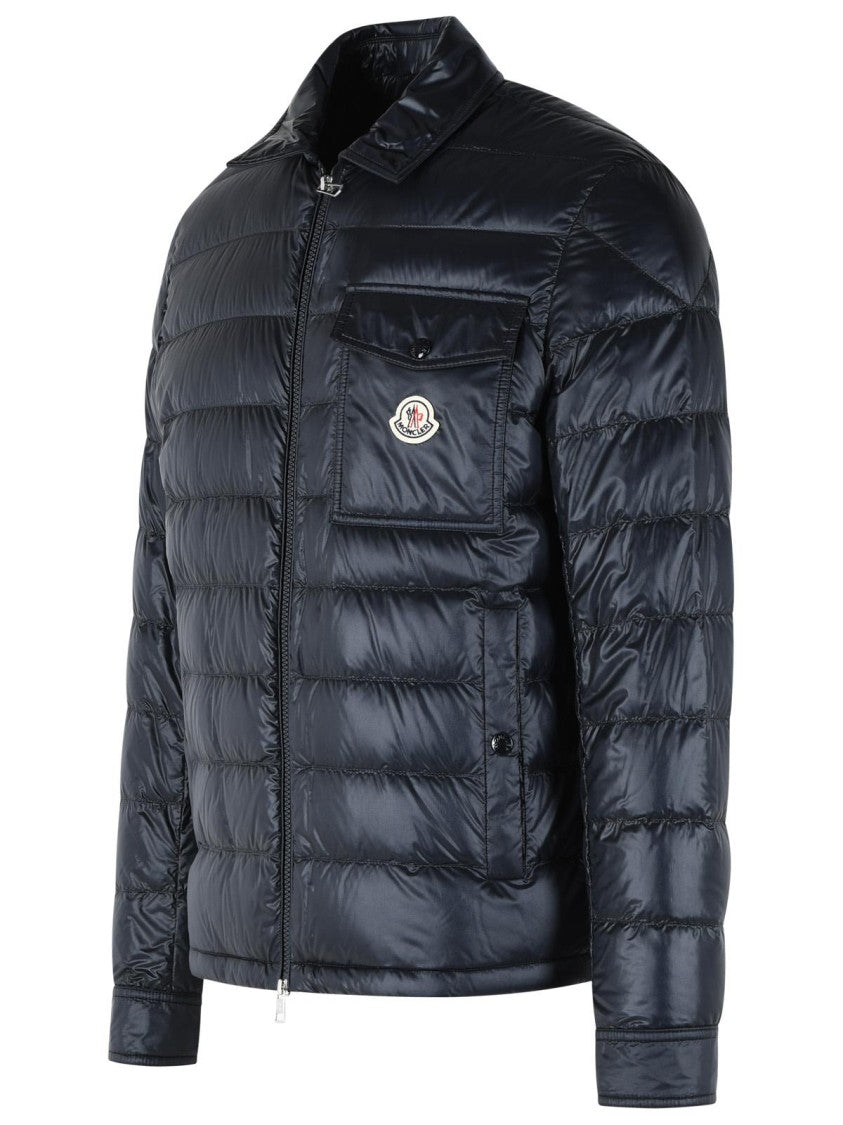 Moncler 'Mourillon' Navy Blue Polyamide Padded Shirt Jacket