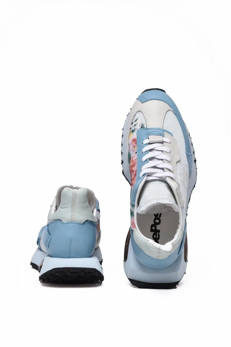 Be Positive Leather/Polyester Sneakers - Sky Blue