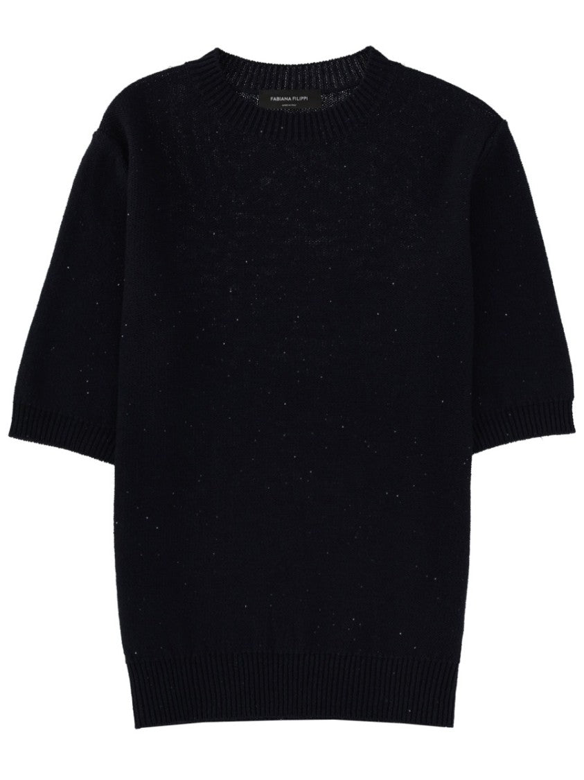 Fabiana Filippi Fine Knit Crew Neckline Cotton T-Shirt