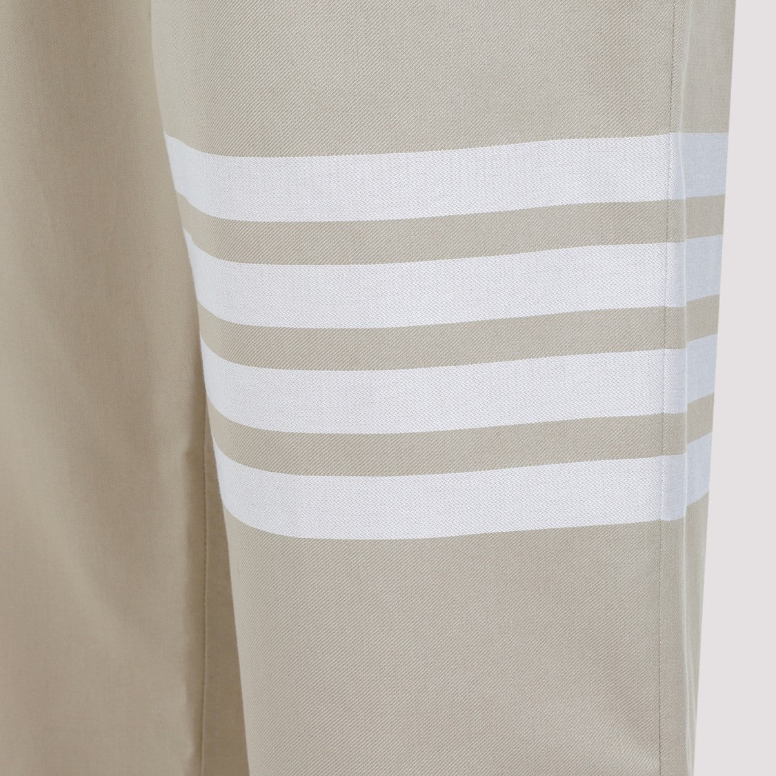 Thom Browne Camel Beige Cotton Unconstructed Straight Leg Trousers