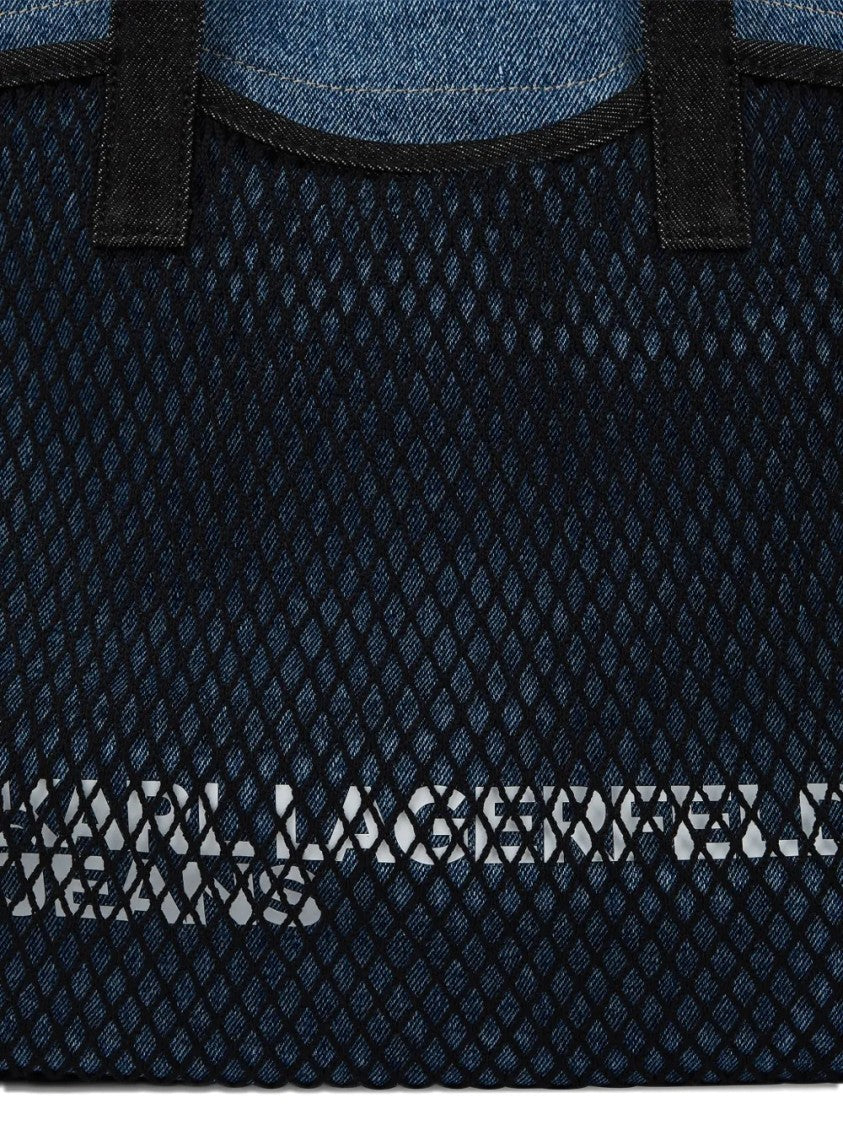 Karl Lagerfeld Spacious Tote With Black Mesh And Denim Lining